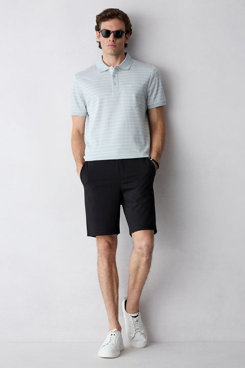 Black Regular Fit Knitted Shorts