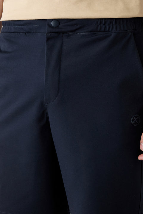 Koyu Lacivert Techno-Line Regular Fit Çıtçıtlı Beli Lastikli Örme Esnek Sweat Şort