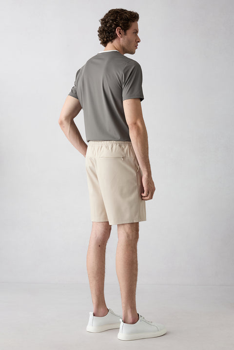 Light Beige Regular Fit Knitted Shorts