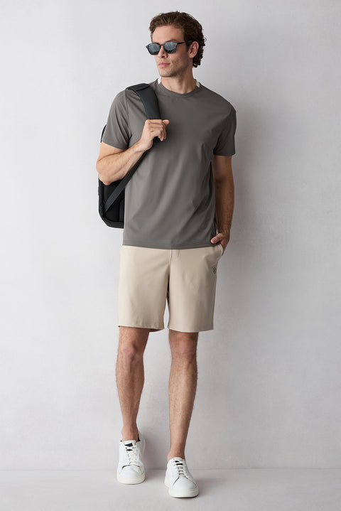 Light Beige Regular Fit Knitted Shorts
