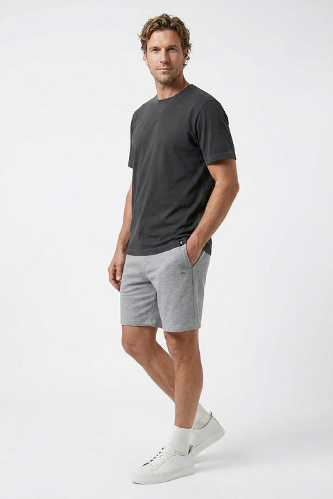 Orta Gri Melanj Beli Lastikli İpli Cepli Penye Kumaş Pamuklu Spor Sweat Şort