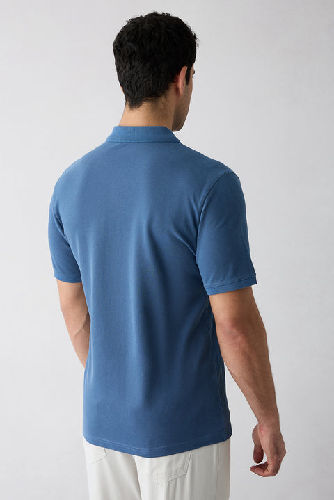 Indigo Polo Collar Regular Fit Cotton T-shirt