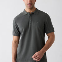 Dark Anthracite Polo Collar Regular Fit Cotton T-shirt