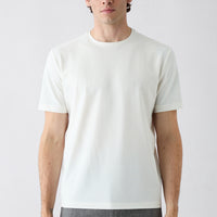 Off-white Regular Fit Crew Neck Lyocell Plain T-shirt