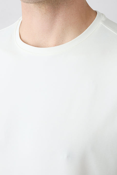 Off-white Regular Fit Crew Neck Lyocell Plain T-shirt