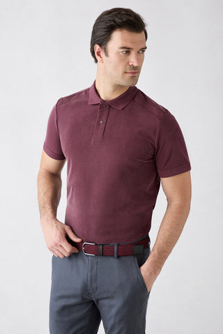  Koyu Bordo Regular Fit Çıtçıtlı Polo Yaka Ribana Detaylı Lyocell Karışımlı Tişört