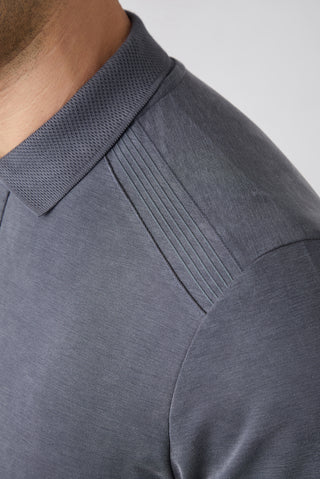  Orta Antrasit Regular Fit Çıtçıtlı Polo Yaka Ribana Detaylı Lyocell Karışımlı Örme Tişört