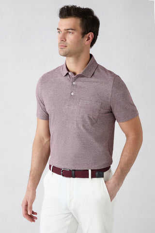  Koyu Bordo Regular Fit Düğmeli Polo Yaka Cepli Desenli %100 Pamuk Nefes Alabilen Merserize Tişört