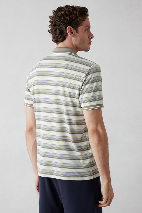 Light Khaki Regular Fit Polo Collar Cotton T-shirt