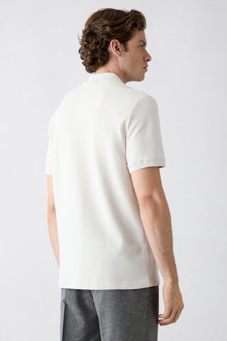 Taş Fermuarlı Polo Yaka Regular Fit %100 Pamuk Desenli Tişört