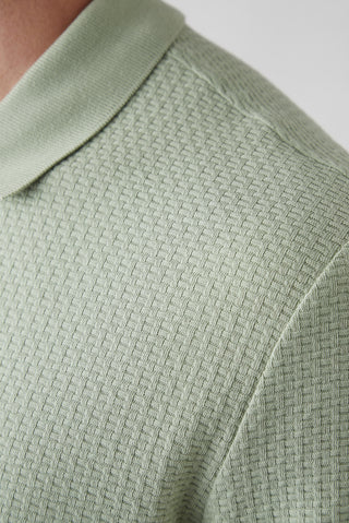  Çağla Yeşili Fermuarlı Polo Yaka Regular Fit %100 Pamuk Desenli Tişört