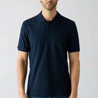 Dark Navy Regular Fit Polo Collar Cotton Mercerized T-shirt