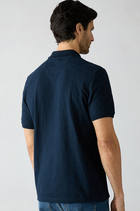 Dark Navy Regular Fit Polo Collar Cotton Mercerized T-shirt