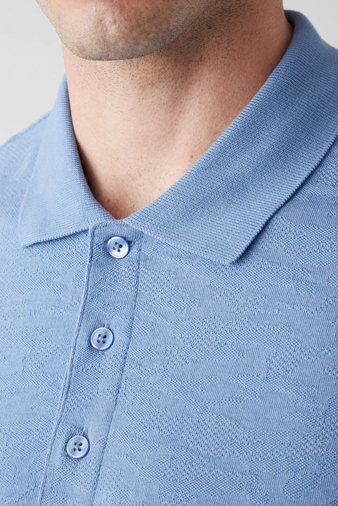 Aviator Blue Regular Fit Polo Collar Cotton Mercerized T-shirt
