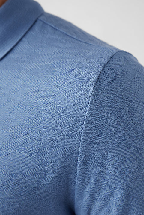 Aviator Blue Regular Fit Polo Collar Cotton Mercerized T-shirt