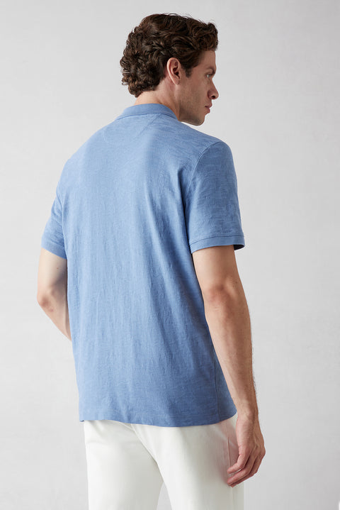 Aviator Blue Regular Fit Polo Collar Cotton Mercerized T-shirt