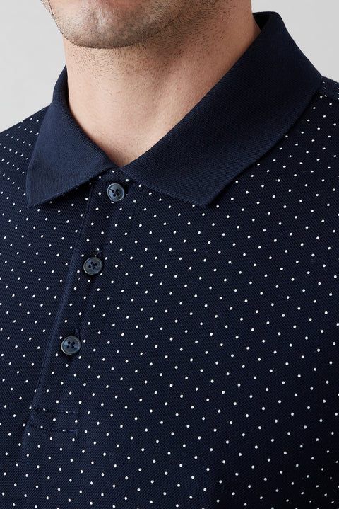 Dark Navy Regular Fit Polo Neck Knitted T-shirt