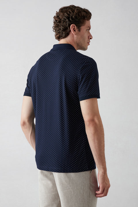 Dark Navy Regular Fit Polo Neck Knitted T-shirt