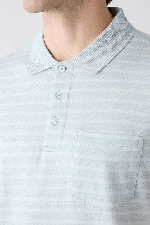 Light Blue Regular Fit Crew Neck Striped Cotton T-shirt