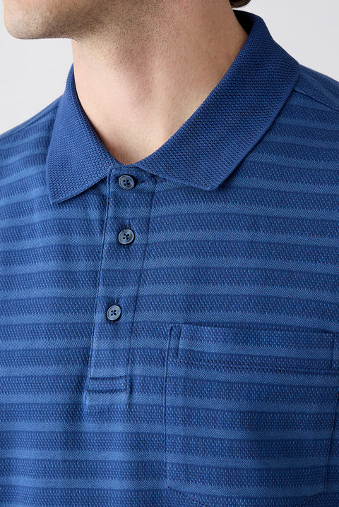 Navy Blue Regular Fit Crew Neck Striped Cotton T-shirt