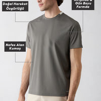 Light Gray Regular Fit Crew Neck Plain T-shirt
