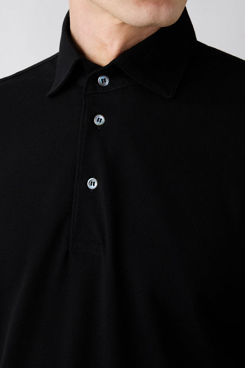 Siyah Regular Fit Pamuk Düğmeli Polo Yaka Tişört