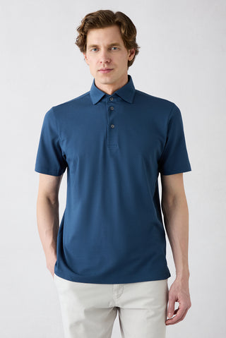  İndigo Regular Fit Pamuk Düğmeli Polo Yaka Tişört