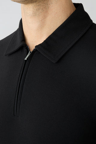  Siyah Regular Fit %100 Pamuk Fermuarlı Polo Yaka Tişört