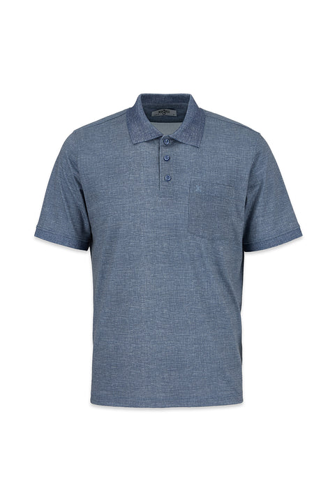 İndigo Regular Fit Desenli Nakışlı Cepli Düğmeli Polo Yaka Tişört