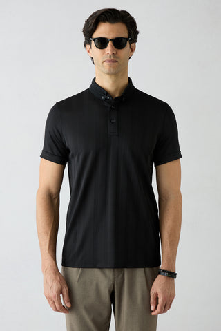  Siyah Polo Yaka Slim Fit Tişört