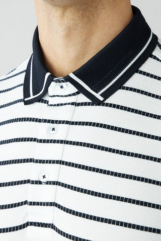  Beyaz Çizgili Regular Fit Düğmeli Polo Yaka Tişört