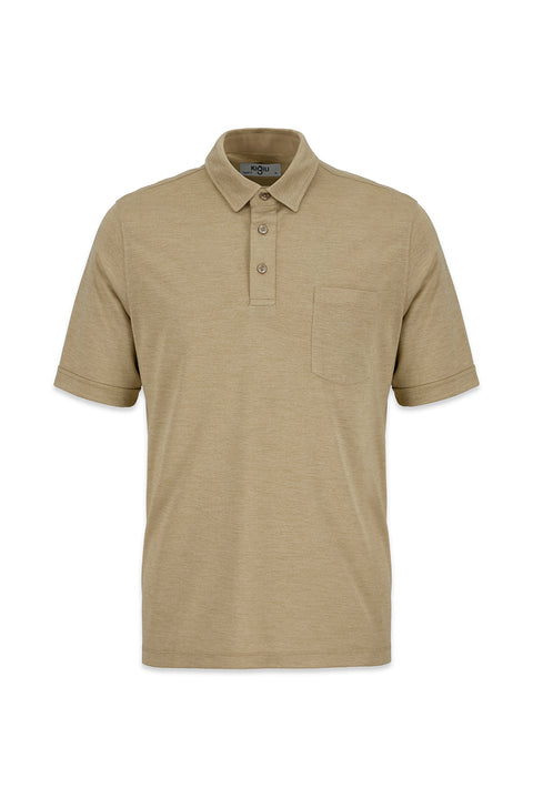 Light Beige Polo Collar Regular Fit T-shirt