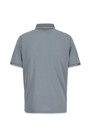  Orta Gri Polo Yaka Regular Fit Ribana Detaylı Nakışlı Cepli Tişört