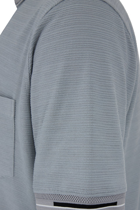 Medium Grey Polo Collar Regular Fit T-shirt