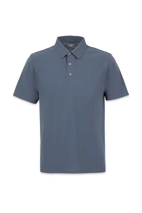 Indigo Polo Neck Regular Fit Silk Blend Seamless T-Shirt