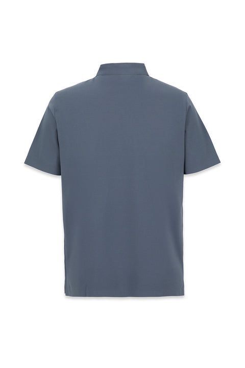 Indigo Polo Neck Regular Fit Silk Blend Seamless T-Shirt