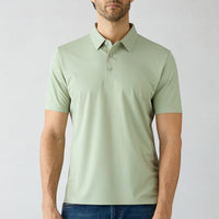 Küf Yeşili Dikişsiz Regular Fit Polo Yaka Örme Lyocell İpek Karışımlı Tişört