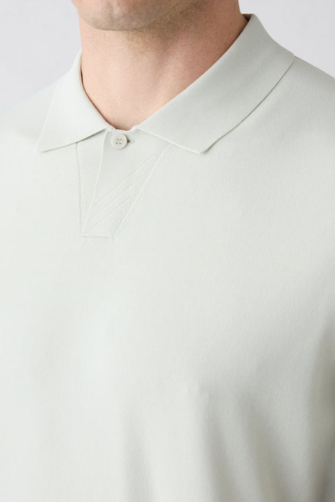 Mid-Grey Regular Fit Buttoned Polo Neck Knitted T-Shirt
