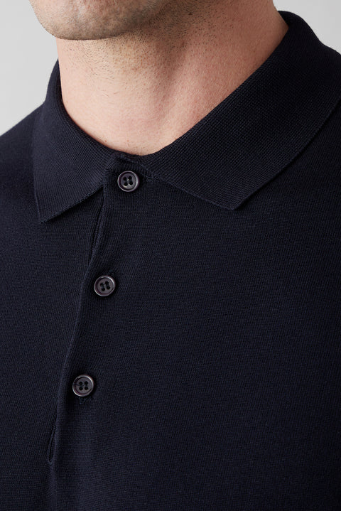 Koyu Lacivert Regular Fit Düğmeli Polo Yaka Örme Tişört