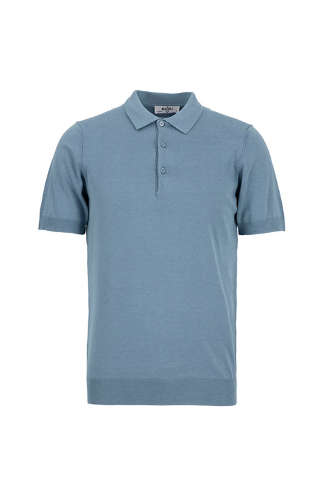 Light Blue Regular Fit Polo Collar Knit T-shirt