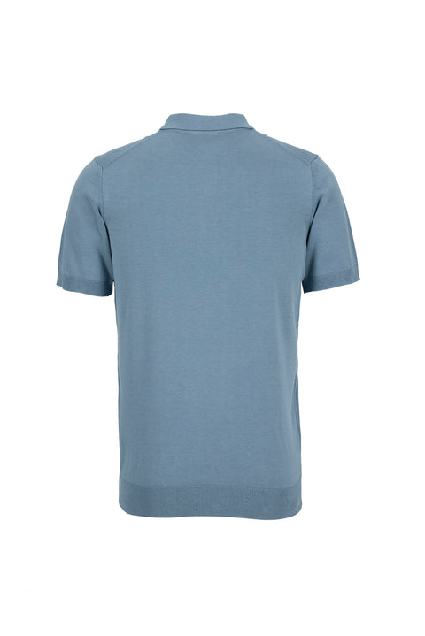 Light Blue Regular Fit Polo Collar Knit T-shirt