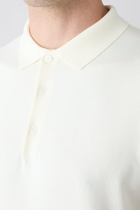 Off-White Regular Fit Polo Collar Knit T-shirt