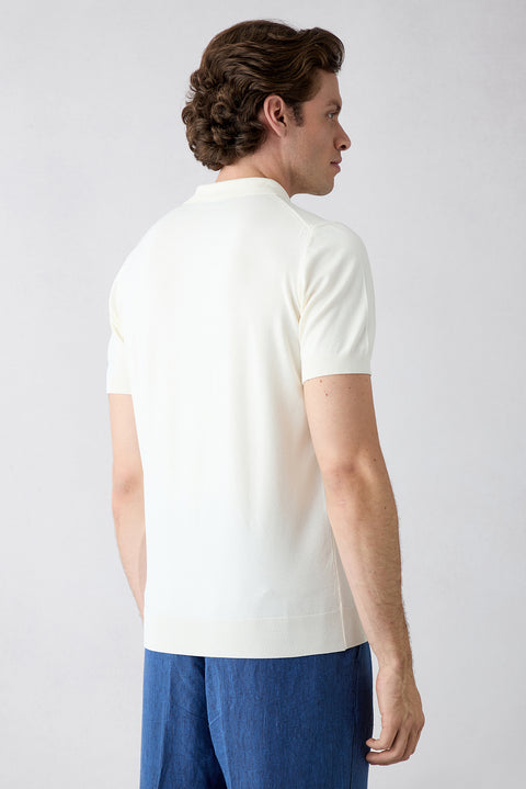 Off-White Regular Fit Polo Collar Knit T-shirt