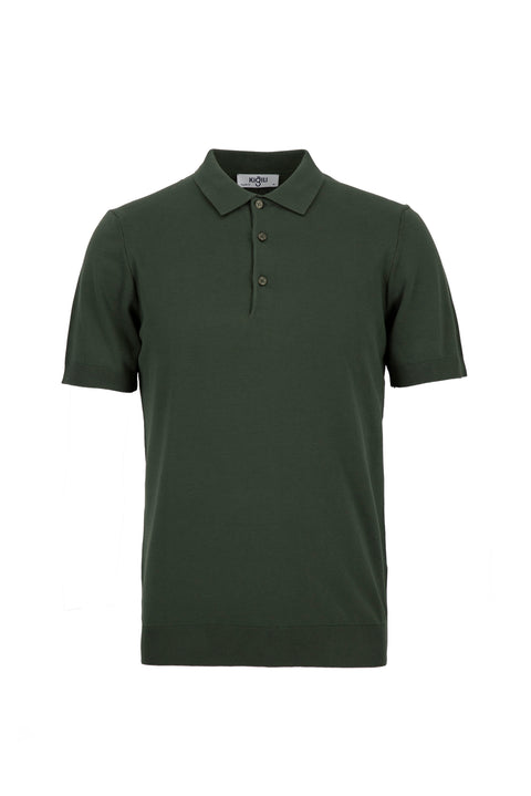 Orta Haki Regular Fit Düğmeli Polo Yaka Örme Tişört