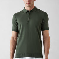 Orta Haki Regular Fit Düğmeli Polo Yaka Örme Tişört