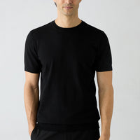 Black Regular Fit Crew Neck Knit T-shirt