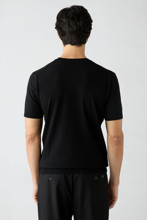 Black Regular Fit Crew Neck Knit T-shirt