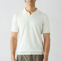 Off-White Regular Fit Polo Collar Knit T-shirt