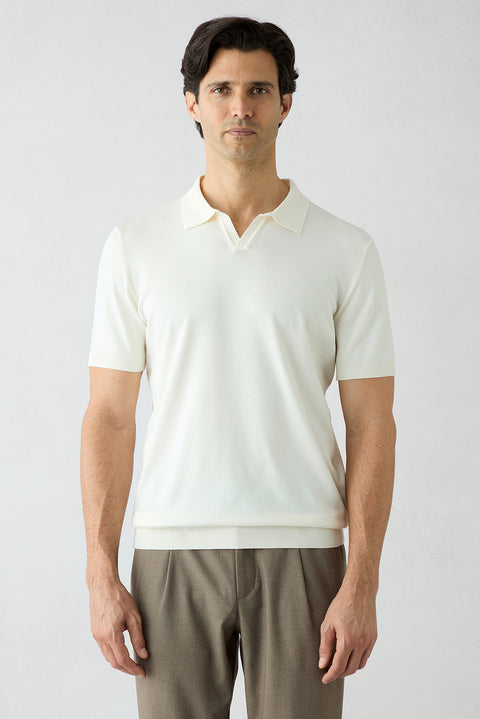 Off-White Regular Fit Polo Collar Knit T-shirt