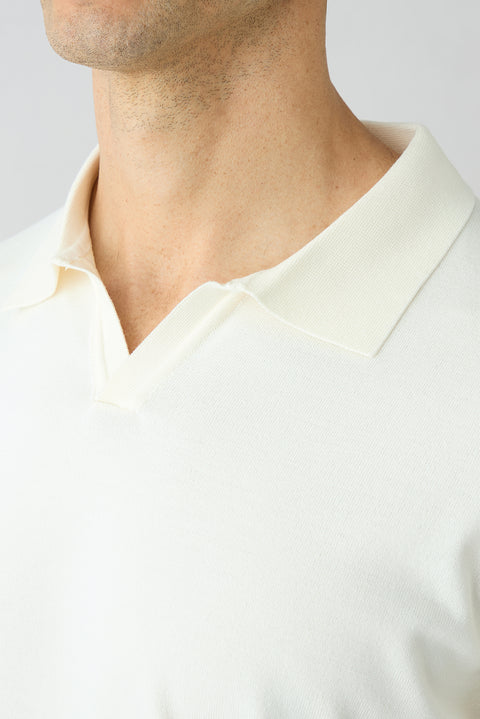 Off-White Regular Fit Polo Collar Knit T-shirt